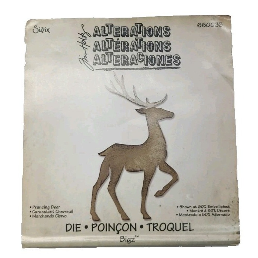Prancing Deer Sizzix Bigz Tim Holtz Alterations Christmas Die #660033